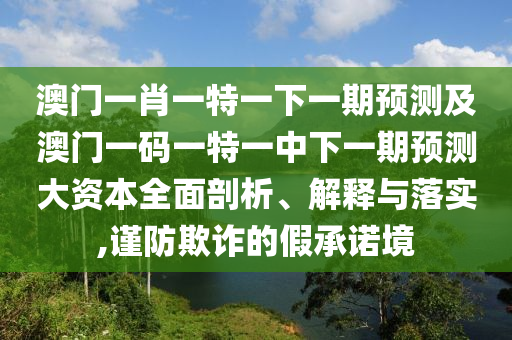 澳門一肖一特一下一期預(yù)測及澳門一碼一特一中下一期預(yù)測大資本全面剖析、解釋與落實,謹防欺詐的假承諾境