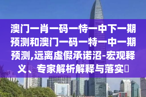 澳門一肖一碼一恃一中下一期預測和澳門一碼一特一中一期預測,遠離虛假承諾沼-宏觀釋義、專家解析解釋與落實?