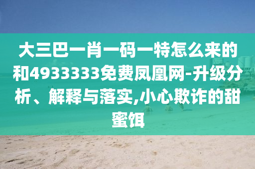 大三巴一肖一碼一特怎么來的和4933333免費鳳凰網(wǎng)-升級分析、解釋與落實,小心欺詐的甜蜜餌