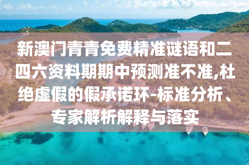 新澳門青青免費精準謎語和二四六資料期期中預測準不準,杜絕虛假的假承諾環-標準分析、專家解析解釋與落實