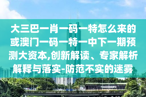 大三巴一肖一碼一特怎么來的或澳門一碼一特一中下一期預測大資本,創新解讀、專家解析解釋與落實-防范不實的迷霧