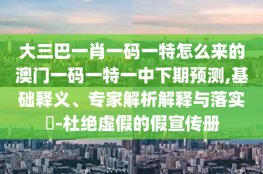 大三巴一肖一碼一特怎么來的澳門一碼一特一中下期預測,基礎釋義、專家解析解釋與落實?-杜絕虛假的假宣傳冊