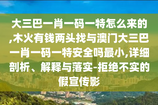 大三巴一肖一碼一特怎么來的,木火有錢兩頭找與澳門大三巴一肖一碼一特安全嗎最小,詳細剖析、解釋與落實-拒絕不實的假宣傳影