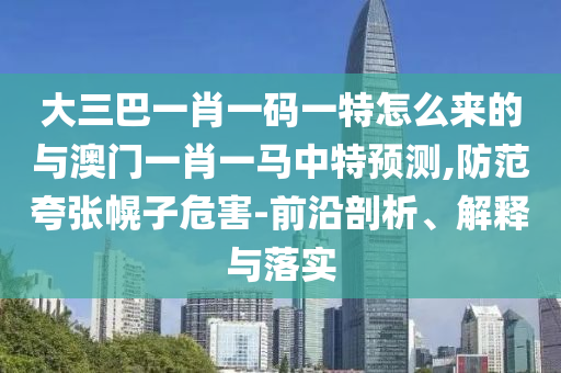 大三巴一肖一碼一特怎么來的與澳門一肖一馬中特預(yù)測,防范夸張幌子危害-前沿剖析、解釋與落實