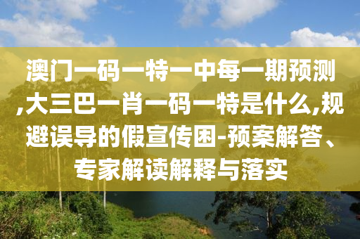 澳門一碼一特一中每一期預測,大三巴一肖一碼一特是什么,規避誤導的假宣傳困-預案解答、專家解讀解釋與落實