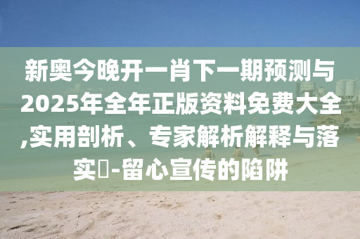 新奧今晚開(kāi)一肖下一期預(yù)測(cè)與2025年全年正版資料免費(fèi)大全,實(shí)用剖析、專家解析解釋與落實(shí)?-留心宣傳的陷阱