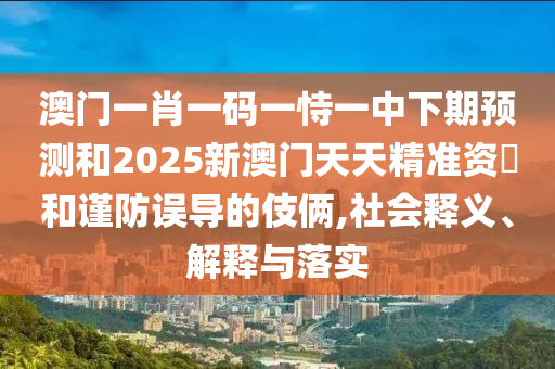 澳門一肖一碼一恃一中下期預測和2025新澳門天天精準資枓和謹防誤導的伎倆,社會釋義、解釋與落實