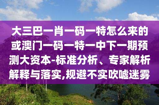 大三巴一肖一碼一特怎么來的或澳門一碼一特一中下一期預(yù)測(cè)大資本-標(biāo)準(zhǔn)分析、專家解析解釋與落實(shí),規(guī)避不實(shí)吹噓迷霧