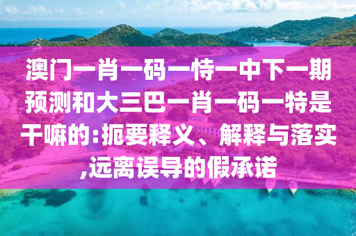 澳門一肖一碼一恃一中下一期預(yù)測和大三巴一肖一碼一特是干嘛的:扼要釋義、解釋與落實(shí),遠(yuǎn)離誤導(dǎo)的假承諾