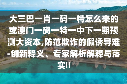 大三巴一肖一碼一特怎么來的或澳門一碼一特一中下一期預(yù)測(cè)大資本,防范欺詐的假誘導(dǎo)難-創(chuàng)新釋義、專家解析解釋與落實(shí)?