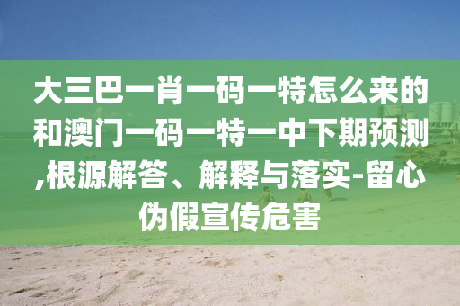 大三巴一肖一碼一特怎么來的和澳門一碼一特一中下期預測,根源解答、解釋與落實-留心偽假宣傳危害