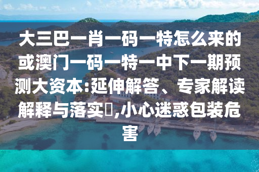 大三巴一肖一碼一特怎么來的或澳門一碼一特一中下一期預(yù)測(cè)大資本:延伸解答、專家解讀解釋與落實(shí)?,小心迷惑包裝危害