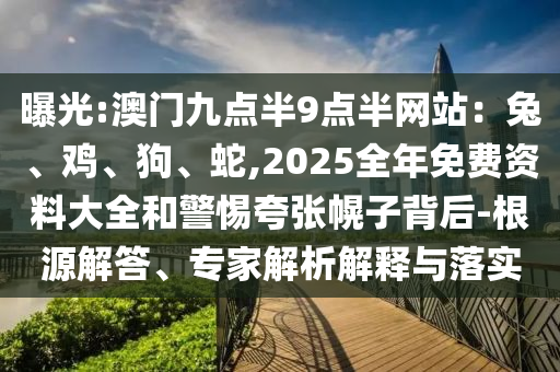 曝光:澳門九點半9點半網站：兔、雞、狗、蛇,2025全年免費資料大全和警惕夸張幌子背后-根源解答、專家解析解釋與落實