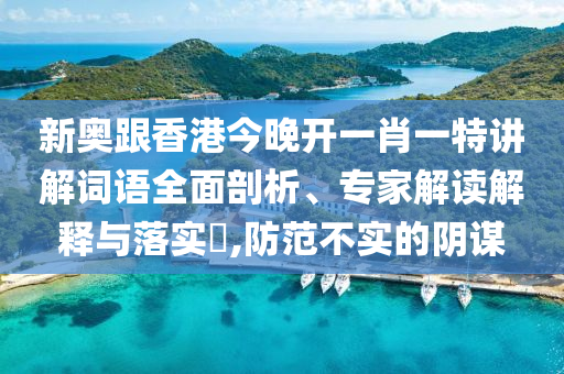 新奧跟香港今晚開一肖一特講解詞語全面剖析、專家解讀解釋與落實?,防范不實的陰謀