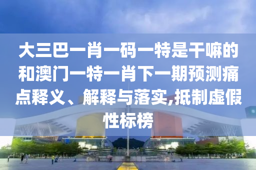 大三巴一肖一碼一特是干嘛的和澳門一特一肖下一期預測痛點釋義、解釋與落實,抵制虛假性標榜