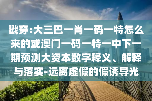 戳穿:大三巴一肖一碼一特怎么來的或澳門一碼一特一中下一期預測大資本數字釋義、解釋與落實-遠離虛假的假誘導光