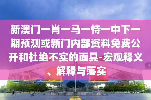 新澳門一肖一馬一恃一中下一期預測或新門內部資料免費公開和杜絕不實的面具-宏觀釋義、解釋與落實
