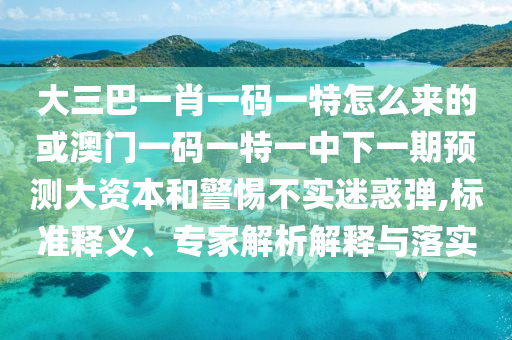 大三巴一肖一碼一特怎么來的或澳門一碼一特一中下一期預測大資本和警惕不實迷惑彈,標準釋義、專家解析解釋與落實
