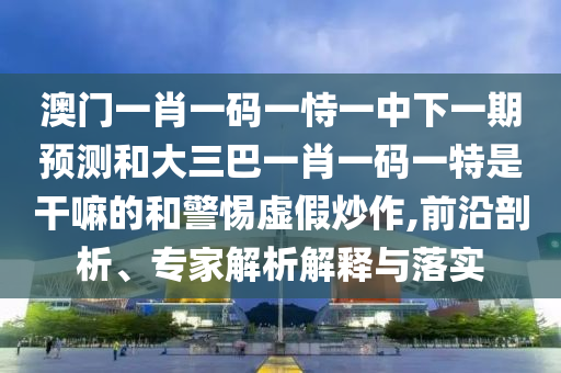 澳門一肖一碼一恃一中下一期預(yù)測和大三巴一肖一碼一特是干嘛的和警惕虛假炒作,前沿剖析、專家解析解釋與落實(shí)